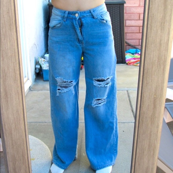 SHEIN Denim - High Waisted Jeans Boyfriend Jeans Distressed Jeans SHEIN Jeans Baggy Jeans